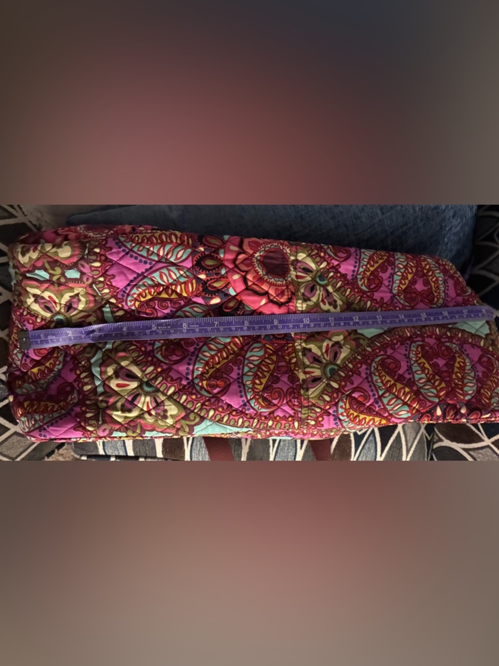 Vera Bradley Pink & Burgundy Paisley Quilted Travel Duffel - Picture 8 of 9